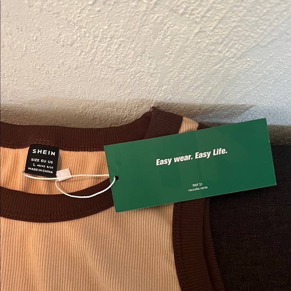 #1053+ Soft Heart Tank Top - Peach and Brown - Picture 4 of 5